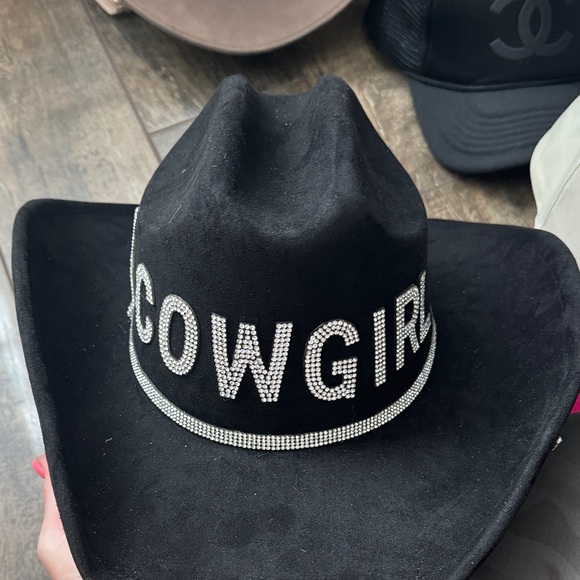 Accessories - Cowgirl Black Hat with Rhinestone Accents